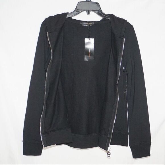 BCBGMaxAzria NWT Black Hooded Jacket with Zebra Striped Sequins - Picture 5 of 5